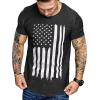 COOFANDY Men Muscle Workout T Shirt Gym Bodybuilding Active Short Sleeve Tee Top Black(One Piece- Black American Flag)