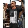 COOFANDY Men Muscle Workout T Shirt Gym Bodybuilding Active Short Sleeve Tee Top Black(One Piece- Black American Flag)