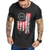 COOFANDY Men Muscle Workout T Shirt Gym Bodybuilding Active Short Sleeve Tee Top Black(One Piece- Black Usa Flag)