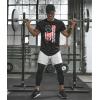 COOFANDY Men Muscle Workout T Shirt Gym Bodybuilding Active Short Sleeve Tee Top Black(One Piece- Black Usa Flag)