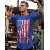 COOFANDY Men Muscle Workout T Shirt Gym Bodybuilding Active Short Sleeve Tee Top Black(One Piece- Blue American Flag)