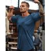 COOFANDY Men Muscle Workout T Shirt Gym Bodybuilding Active Short Sleeve Tee Top Black(One Piece- Dark Blue)