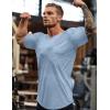 COOFANDY Men Muscle Workout T Shirt Gym Bodybuilding Active Short Sleeve Tee Top Black(One Piece- Light Blue)
