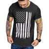 COOFANDY Men Muscle Workout T Shirt Gym Bodybuilding Active Short Sleeve Tee Top Black(Two Pack- Black American Flag/Blue American Flag)