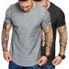 COOFANDY Men Muscle Workout T Shirt Gym Bodybuilding Active Short Sleeve Tee Top Black(Two Pack- Black Usa Flag/Light Grey)