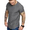 COOFANDY Men Muscle Workout T Shirt Gym Bodybuilding Active Short Sleeve Tee Top Black(Two Pack- White/Grey)
