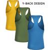 COOFANDY Men’s 3 Pack Tank Tops Gym Workout Shirt Y-Back Sleeveless Muscle Fitness Bodybuilding Tank Shirts(Blue/Yellow/Army Green)