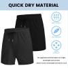 COOFANDY Mens Athletic Shorts 7 Inch Quick Dry Breathable Lightweight Gym Workout Shorts with Pockets(Black/Dark Grey)