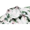 COOFANDY Men’s Casual Button Down Shirts Short Sleeve Textured Summer Beach Shirt with Pocket(White-green Pink Leaves)