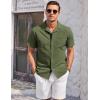 COOFANDY Mens Casual Cotton Linen Shirt Short Sleeve Button Up Shirts Summer Beach Top(Army Green)