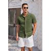 COOFANDY Mens Casual Cotton Linen Shirt Short Sleeve Button Up Shirts Summer Beach Top(Army Green)
