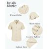 COOFANDY Mens Casual Cotton Linen Shirt Short Sleeve Button Up Shirts Summer Beach Top(Beige)