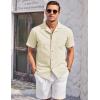 COOFANDY Mens Casual Cotton Linen Shirt Short Sleeve Button Up Shirts Summer Beach Top(Beige)