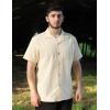 COOFANDY Mens Casual Cotton Linen Shirt Short Sleeve Button Up Shirts Summer Beach Top(Beige)