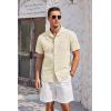COOFANDY Mens Casual Cotton Linen Shirt Short Sleeve Button Up Shirts Summer Beach Top(Beige)