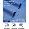 COOFANDY Mens Casual Cotton Linen Shirt Short Sleeve Button Up Shirts Summer Beach Top(Blue)
