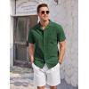 COOFANDY Mens Casual Cotton Linen Shirt Short Sleeve Button Up Shirts Summer Beach Top(Green)