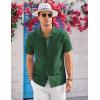 COOFANDY Mens Casual Cotton Linen Shirt Short Sleeve Button Up Shirts Summer Beach Top(Green)