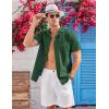 COOFANDY Mens Casual Cotton Linen Shirt Short Sleeve Button Up Shirts Summer Beach Top(Green)