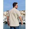 COOFANDY Mens Casual Cotton Linen Shirt Short Sleeve Button Up Shirts Summer Beach Top(Khaki)
