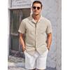 COOFANDY Mens Casual Cotton Linen Shirt Short Sleeve Button Up Shirts Summer Beach Top(Khaki)