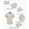 COOFANDY Mens Casual Cotton Linen Shirt Short Sleeve Button Up Shirts Summer Beach Top(Khaki)