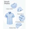 COOFANDY Mens Casual Cotton Linen Shirt Short Sleeve Button Up Shirts Summer Beach Top(Light Blue)