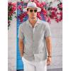 COOFANDY Mens Casual Cotton Linen Shirt Short Sleeve Button Up Shirts Summer Beach Top(Light Gray)