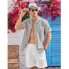 COOFANDY Mens Casual Cotton Linen Shirt Short Sleeve Button Up Shirts Summer Beach Top(Light Gray)