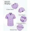 COOFANDY Mens Casual Cotton Linen Shirt Short Sleeve Button Up Shirts Summer Beach Top(Light Purple)