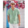 COOFANDY Mens Casual Cotton Linen Shirt Short Sleeve Button Up Shirts Summer Beach Top(Mint Green)