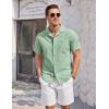 COOFANDY Mens Casual Cotton Linen Shirt Short Sleeve Button Up Shirts Summer Beach Top(Mint Green)