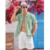 COOFANDY Mens Casual Cotton Linen Shirt Short Sleeve Button Up Shirts Summer Beach Top(Mint Green)