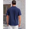 COOFANDY Mens Casual Cotton Linen Shirt Short Sleeve Button Up Shirts Summer Beach Top(Navy Blue)