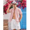 COOFANDY Mens Casual Cotton Linen Shirt Short Sleeve Button Up Shirts Summer Beach Top(Pink)