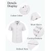COOFANDY Mens Casual Cotton Linen Shirt Short Sleeve Button Up Shirts Summer Beach Top(White)