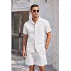 COOFANDY Mens Casual Cotton Linen Shirt Short Sleeve Button Up Shirts Summer Beach Top(White)