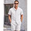 COOFANDY Mens Casual Cotton Linen Shirt Short Sleeve Button Up Shirts Summer Beach Top(White)