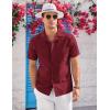 COOFANDY Mens Casual Cotton Linen Shirt Short Sleeve Button Up Shirts Summer Beach Top(Wine Red)
