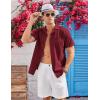 COOFANDY Mens Casual Cotton Linen Shirt Short Sleeve Button Up Shirts Summer Beach Top(Wine Red)
