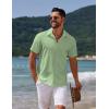 COOFANDY Mens Casual Short Sleeve Button Down Shirts Summer Untucked Wrinkle Free Shirts(Ice Green)
