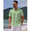 COOFANDY Mens Casual Short Sleeve Button Down Shirts Summer Untucked Wrinkle Free Shirts(Ice Green)