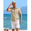 COOFANDY Mens Casual Short Sleeve Button Down Shirts Summer Untucked Wrinkle Free Shirts(Light Khaki)