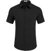 COOFANDY Mens Casual Short Sleeve Shirts Button Down Summer Beach Shirt Lightweight Textured Tops with Pocket(Black)