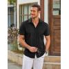 COOFANDY Mens Casual Short Sleeve Shirts Button Down Summer Beach Shirt Lightweight Textured Tops with Pocket(Black)