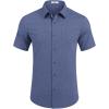COOFANDY Mens Casual Short Sleeve Shirts Button Down Summer Beach Shirt Lightweight Textured Tops with Pocket(Blue)