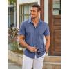 COOFANDY Mens Casual Short Sleeve Shirts Button Down Summer Beach Shirt Lightweight Textured Tops with Pocket(Blue)