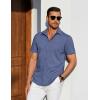 COOFANDY Mens Casual Short Sleeve Shirts Button Down Summer Beach Shirt Lightweight Textured Tops with Pocket(Blue)