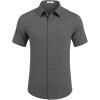 COOFANDY Mens Casual Short Sleeve Shirts Button Down Summer Beach Shirt Lightweight Textured Tops with Pocket(Dark Gray)