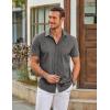 COOFANDY Mens Casual Short Sleeve Shirts Button Down Summer Beach Shirt Lightweight Textured Tops with Pocket(Dark Gray)